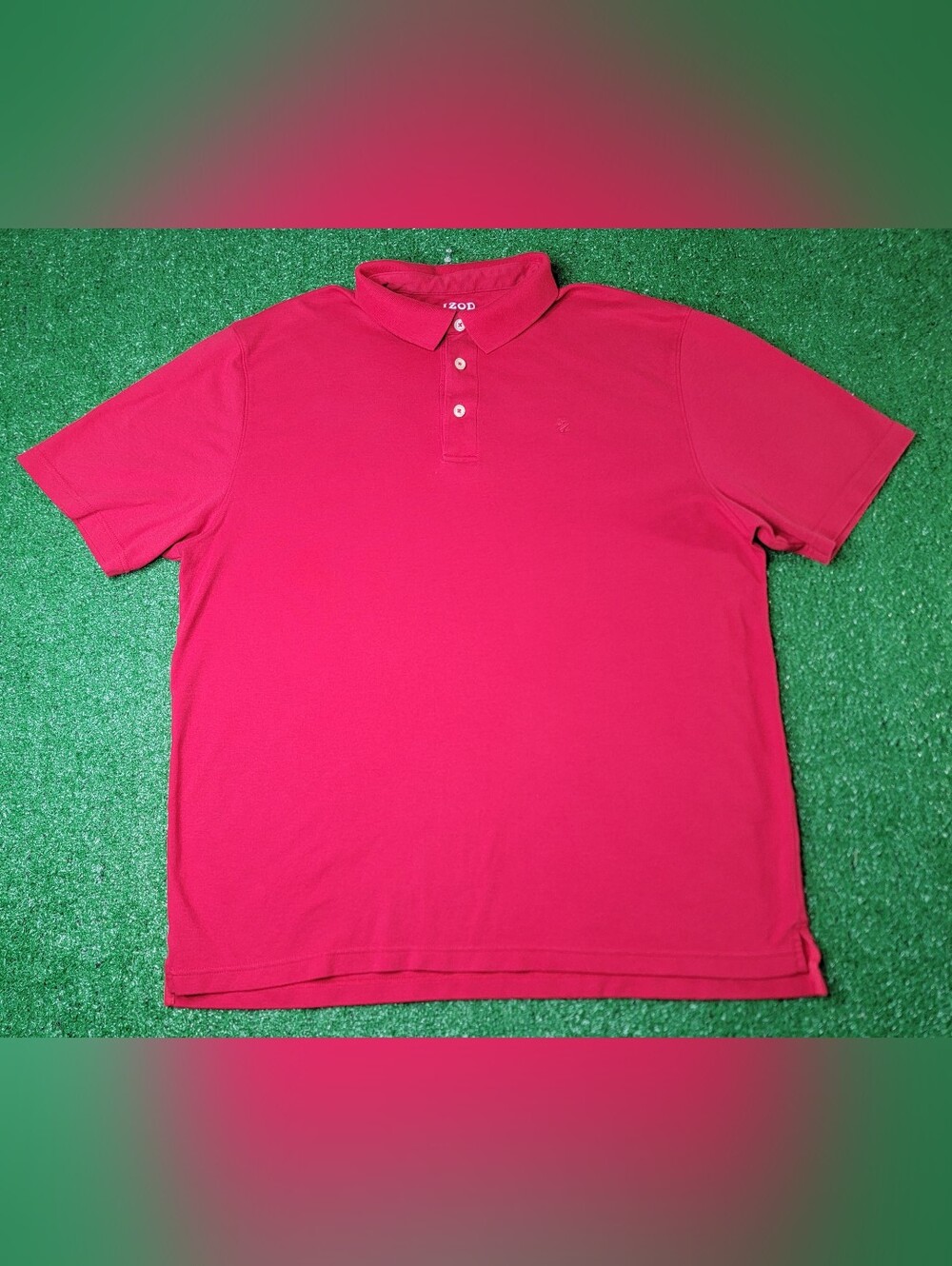 Izod Men's 100% Cotton Polo Shirt Red Size XLT Preppy Buttons Collared Casual